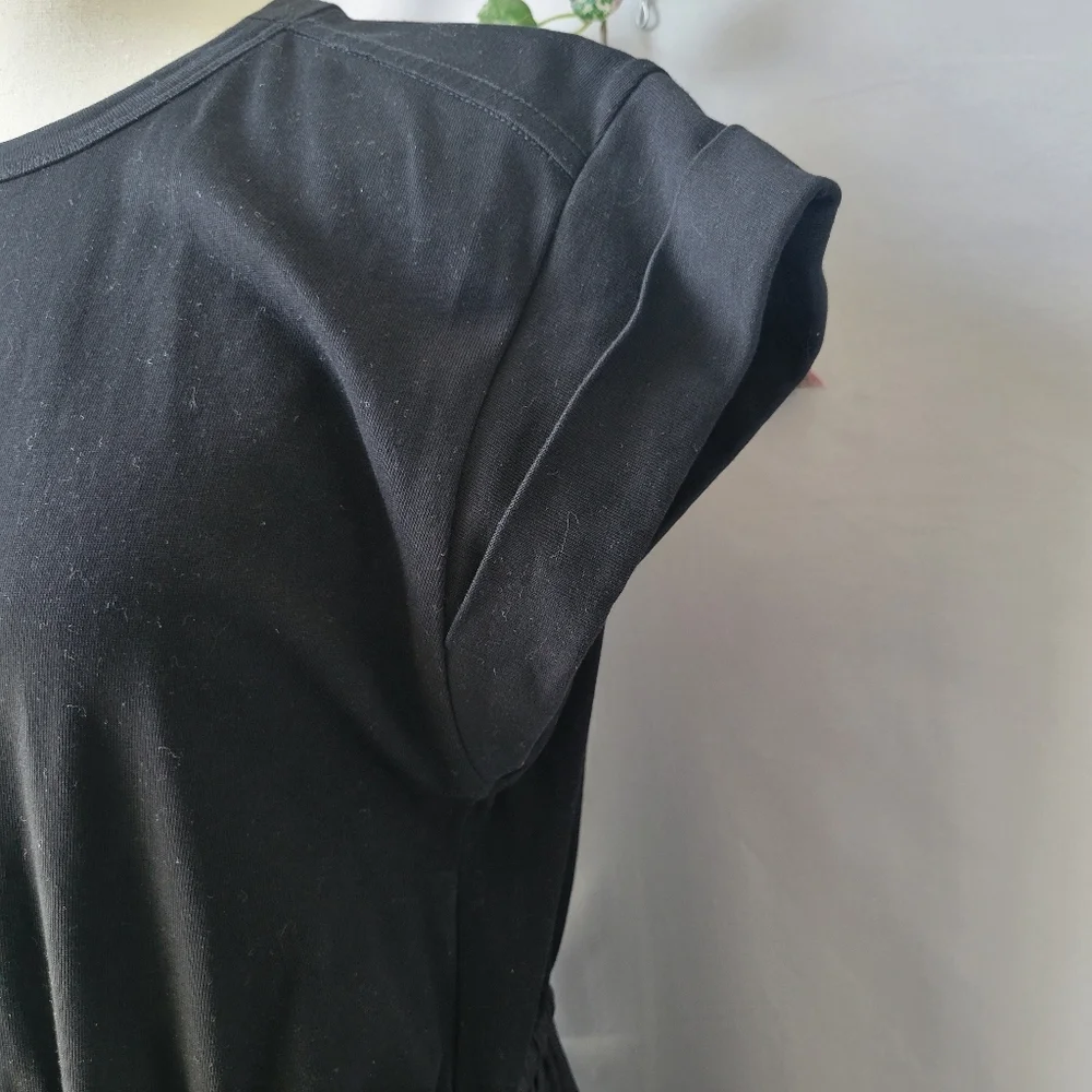 La Ligne Wilhelmina T-Shirt Midi Dress with Shirring Black M - Picture 7 of 13